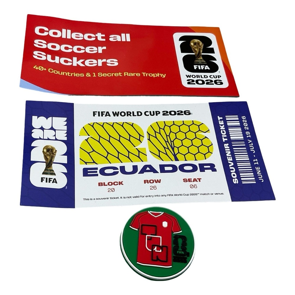 FIFA World Cup 2026 Ecuador Souvenir Ticket and Soccer Sucker Set Official Merch